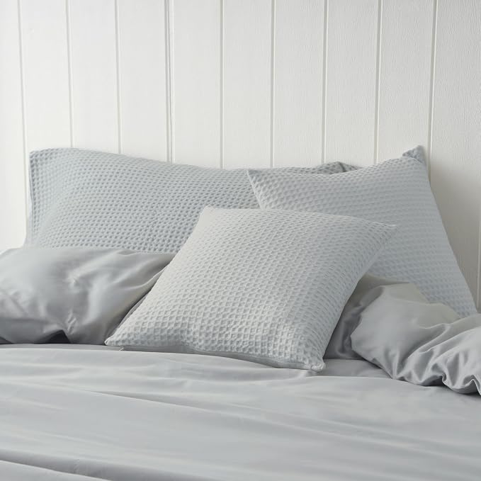 100% Egyptian Cotton 600 TC Waffle Weave Throw Pillow Covers 4 Pack | Ultra Soft Breathable Euro Pillow Shams Covers, Decorative Cushion Covers for Bed Couch Sofa Car, Gray, 24" x 24"