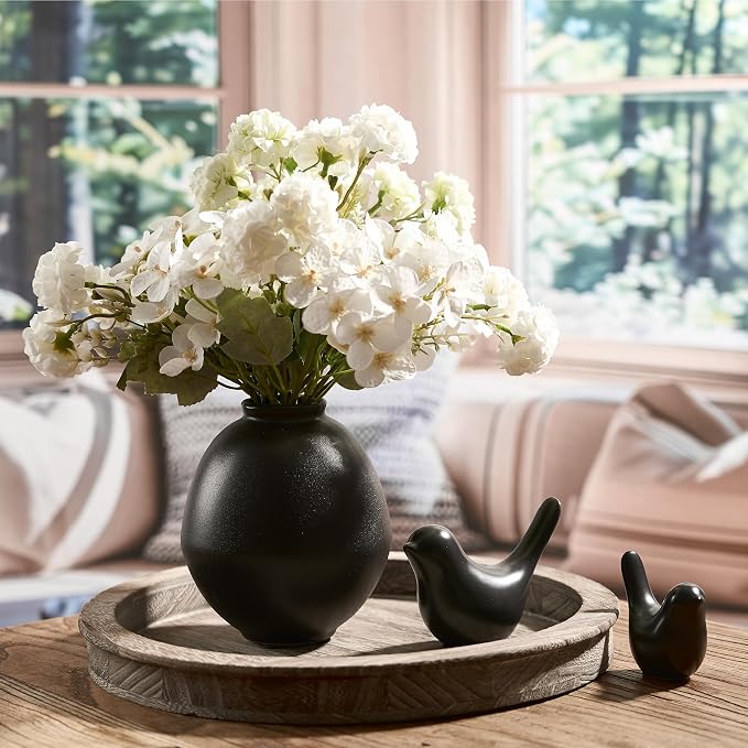 Ceramic Flower Vase, 5.8 Inch Cute Nordic Minimalist Vase Home Decor, Modern Aesthetic Farmhouse Decorative for Bouquet Pampas Grass Dried Fresh Flowers, Living Room, Table, Shelf, Fireplace
