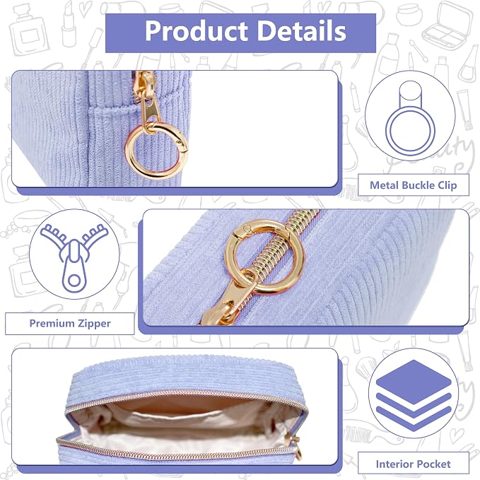 Period Bag for Girls, Corduroy Period Kit with Sanitary Pad Pouch, Menstrual Storage Bag and Tampon Holder for Purse, Girls School Essentials,Feminine Care Organizer(Lilac)