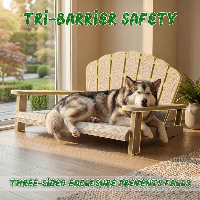 Outdoor Dog Sofa Chair, Grey, 40.24" L x 30.08" W x 20.04" H | Waterproof Resin Dog Bed, For Patio Furniture, Easy Assembly and Clean
