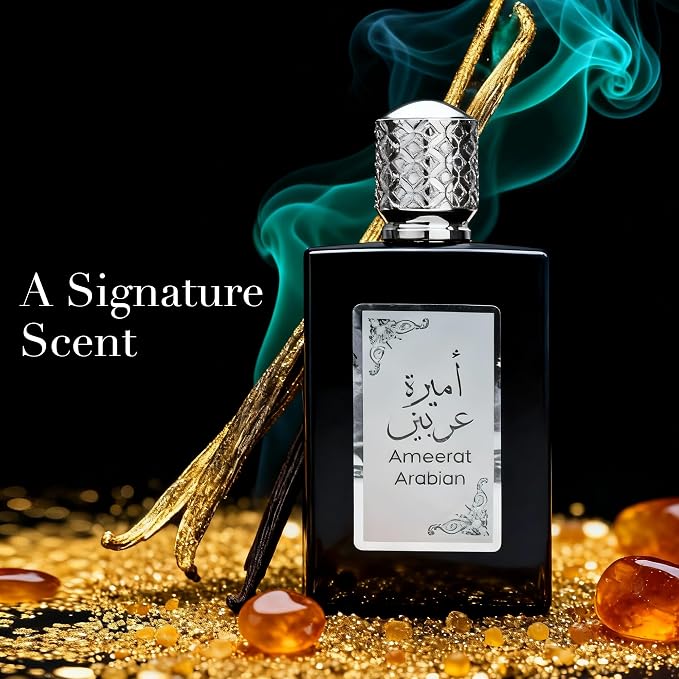 AFLUXE Men’s Eau de Parfum Ameerat Arabian Noir, Fresh Spicy Woody Cologne for Men with Mint, Cardamom & Amber Notes, Long Lasting Masculine Fragrance, Natural Spray, 3.4 Fl Oz (100ml)