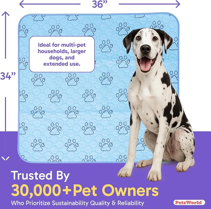 Washable Reusable Dog Pee Pads (Pack of 16) – 34” x 36” Training Pads with Non-Slip Backing - Waterproof, Leakproof, Highly Absorbent Pet Pads for Puppies & Dogs