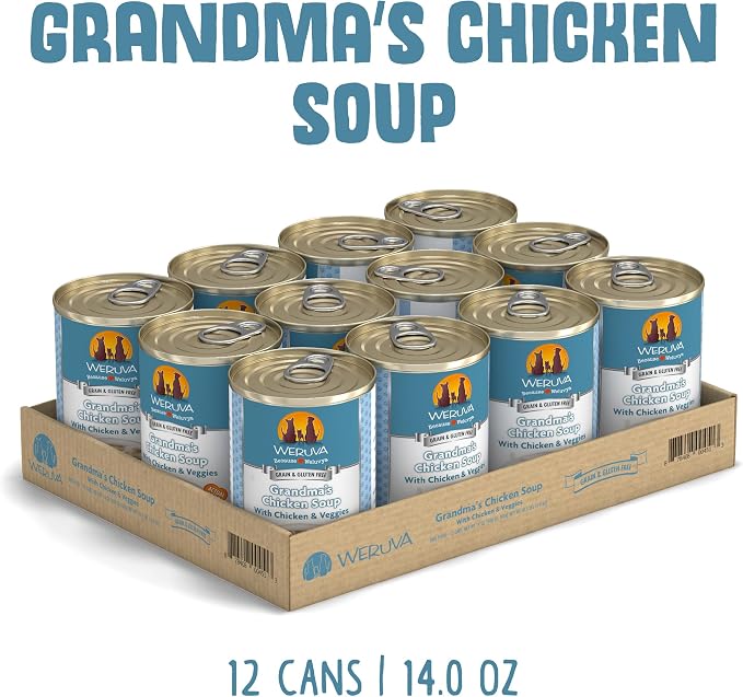 Weruva Classic Dog Food, Grandma's Chicken Soup with Chicken Breast & Veggies, 14oz Can (Pack of 12)