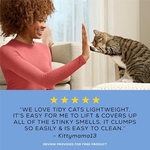 Purina Tidy Cats LightWeight 4-in-1 Strength Cat Litter, 17 lb | 99.9% dust-free formula, 21-day odor control, tight clumping for multi-cat homes, easy to carry