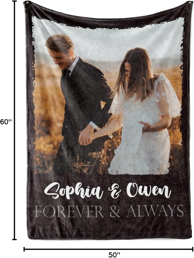 Personalized Photo & Text Blanket, Custom Picture Fleece Throw (1-Pic) | Printed in USA, ships next day, add 1-9 photos & custom text, fleece or sherpa, family keepsake gift, cozy home decor