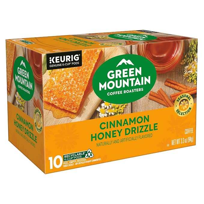 Green Mountain Coffee Roasters Cinnamon Honey Drizzle, Single-Serve Keurig K-Cup Pods, 6 Boxes of 10 (60 Count Total)