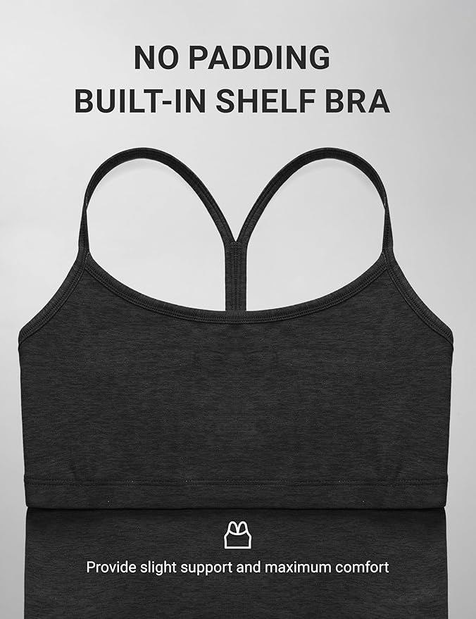 CRZ YOGA Cut-Out Y Back Crop Tank Tops for Women - Scoop Neck Spaghetti Strap Racerback Yoga Longline Sports Bra Non Padded