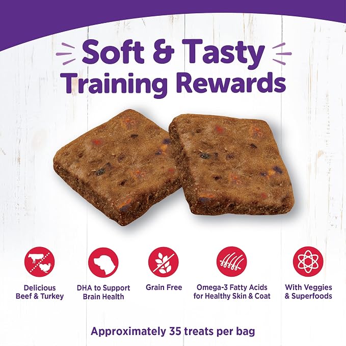 Wellness Rewarding Life Soft Dog Training Treats, Natural, Grain Free, Beef and Turkey Recipe, 6 oz Bag (Pack of 2)