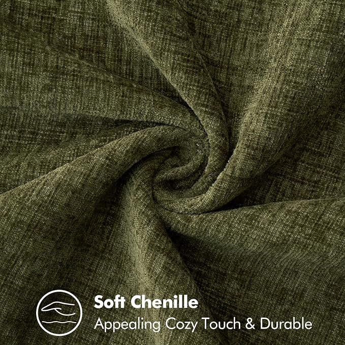 MIULEE Decorative Couch Throw Pillow Covers 20x20 Inch Olive Green 2 Pack | Farmhouse Pillow Covers with Stitched Edge, Soft Chenille Cushion Cases, for Sofa Bed Living Room Home Decor