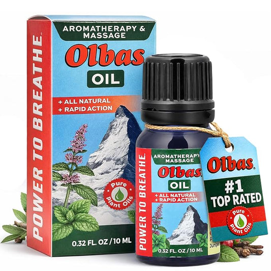 Olbas Aromatherapy Inhalant and Massage Oil Pack of 1 (10 ml), Body Massage Oil, Swiss Herbal Remedies with Pure Essential Massage Oils for Muscle Relaxing and Soothing Comfort for Pain Relief