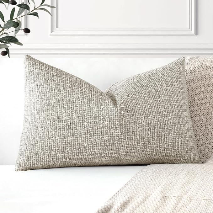 OTOSTAR Linen Throw Pillow Cover Set of 1 Decorative Lumbar Pillowcases Cushion Covers 16x24 Inch for Home Decor Sofa Bedroom Car 40 x 60CM Khaki