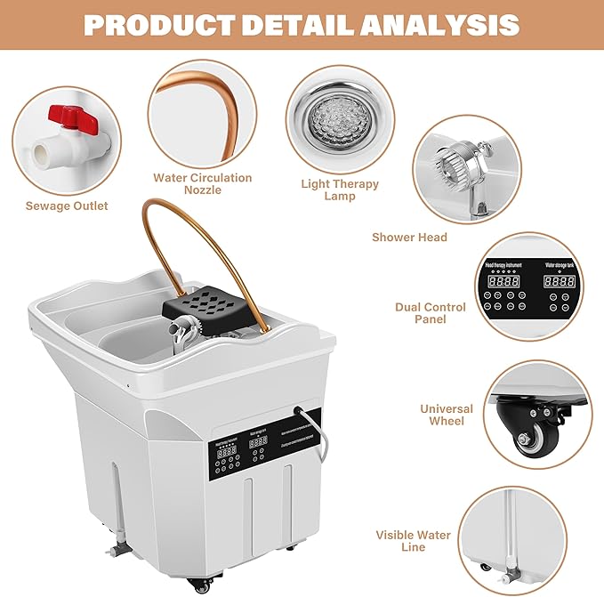 Freshlyy Head Spa Equipment with 60L Water Storage Tank, Warm Steam & Hair Wash Sink for Scalp Care and Relaxation (Head Spa Equipment-White)