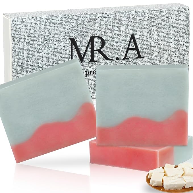 MR.A 3PCS Beef Tallow Soap Bar, All Natural Grass Fed Tallow Soap Unscented, Moisturizing Face & Body Wash, Handcrafted Bath Soap for Adults, Kids