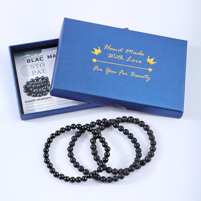NCB 2.3-Piece 4mm Natural Crystal Gemstone Stretch Bracelets – Handmade Reiki Energy Healing Jewelry for Meditation,Yoga, Unisex