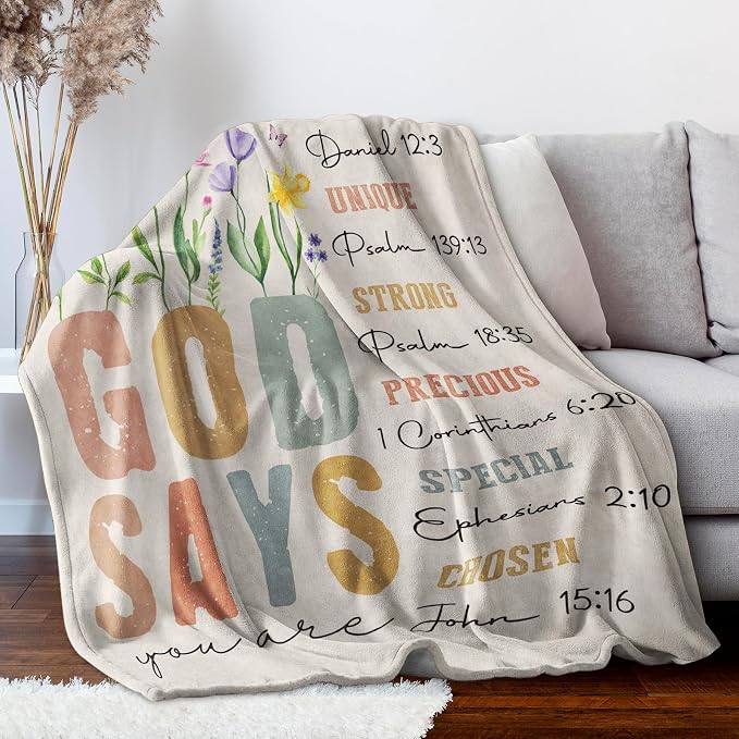 Gifts for Women - Christian Inspirational Floral Blanket | Religious Birthday Gift, Blanket for Mom, Sisters, and Friends, Baptism & Confirmation, Spiritual Gift for Her 80"X 60"