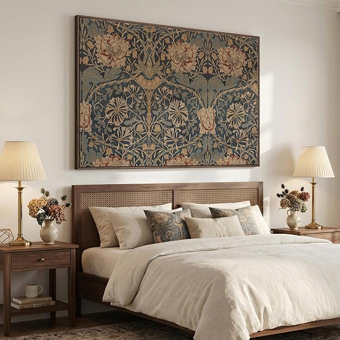 Extra Large Framed William Morris Wall Art for Living Room, Oversized Vintage Painting Print Canvas Artwork for Walls, Horizontal Floral Botanical Picture Bedroom Hallway Office Wall Decor, 72x48 Inch