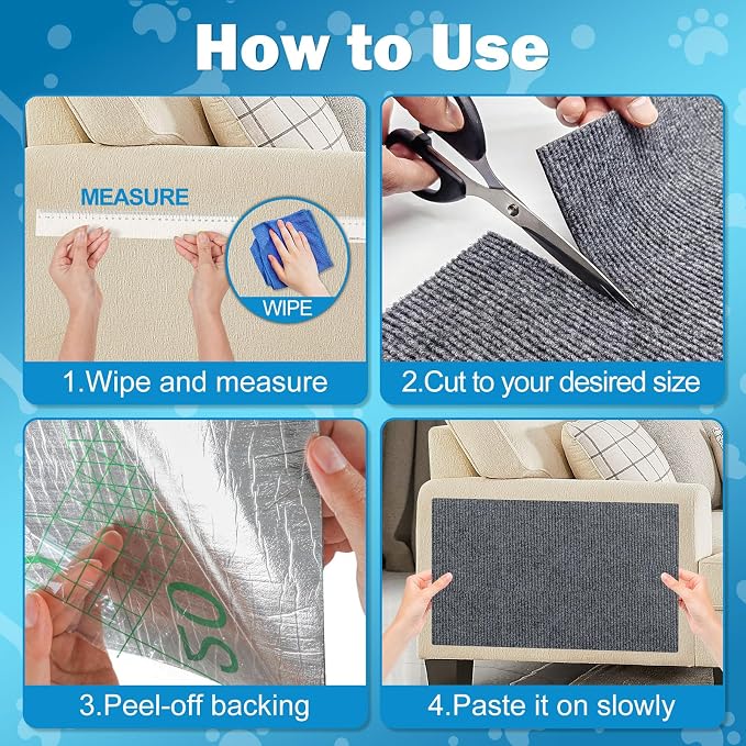 ENONCI 47.2x15.8 Cat Scratcher Mat, Self-Adhesive Wall Corner Cat Scratcher Pad