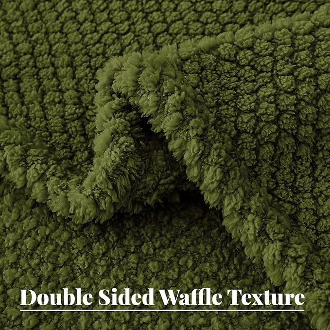 Whale Flotilla Soft Fleece King Size Bed Blanket, Olive | 90x104 Inch, Suitable for Bed, Fluffy Fuzzy Jacquard Blankets for All Season, Lightweight and Cozy