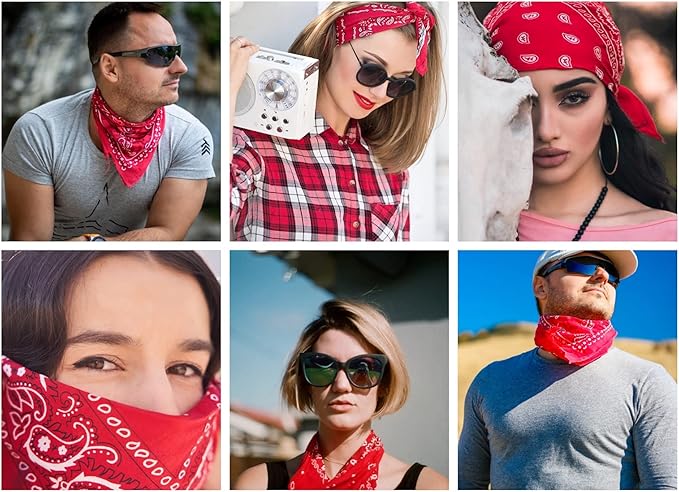 Gift Packaging Bandana for Men Women - 100% Cotton, Paisley, 22x22 In, 1 Pack - Large Bandanna Handkerchief Cowboy Hanky