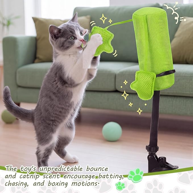 1 Pcs Cat Punch Bag Toy Suction Cup Base Catnip,Neon Green