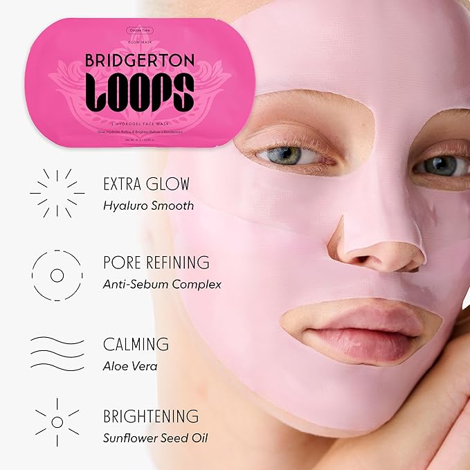 LOOPS Beauty Bridgerton™ NETFLIX Royal Treatment Set -The Best Hydrogel Face Masks for Every Skin Moment Face Mask - 2 Hydrating Masks - Dew Cloud and Double Take - All Skin Types, 2pc
