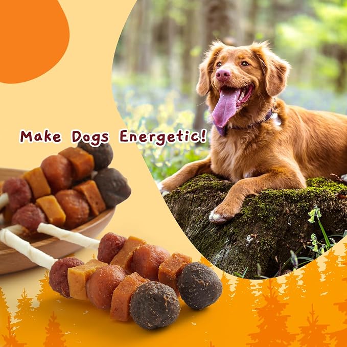 Jungle Calling Multi-Flavor Dog Kabob Treats, Edible Rawhide Stick, 10.6 oz | Premium Snacks for Medium & Large Dogs, Made with Chicken, Duck, Beef, Sweet Potato and Pumpkin, Perfect for Special Moments