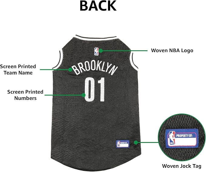 NBA PET Jersey Brooklyn NETS Basketball Dog Jersey, X-Small. Best Licensed Basketball Jersey for The Real Four-Legged Fan!
