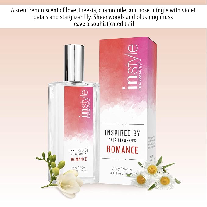 Instyle Fragrances | Inspired by Ralph Lauren's Romance | Women’s Eau de Toilette | Vegan, Paraben Free, Phthalate Free | Never Tested on Animals | 3.4 Fluid Ounces