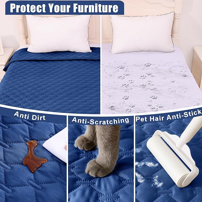 Smiry Waterproof Dog Bed Cover Blanket, Reversible Pet Blanket | Soft Reversible, Washable Leakproof Cats Dogs Couch Cover for Sofa, Couch, Furniture (82x102 Inch)