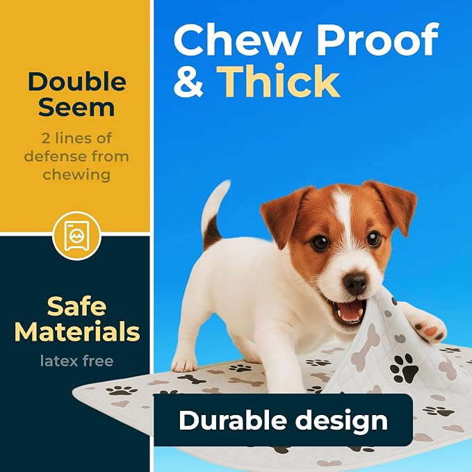 Washable Pee Pads for Dogs - Waterproof Reusable Puppy Pads with Anti-Slip Backing, Pet Training Pad for Puppy Playpen, Crate, Whelping Box, Potty Training (4, 34x36)