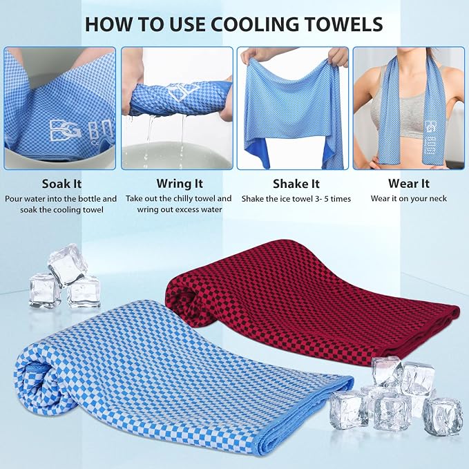 BOGI Cooling Towels for Neck and Face, Soft Breathable Cool Towel for Instant Cooling Stay Cool for Yoga, Sport, Gym, Camping, Running & More Activities
