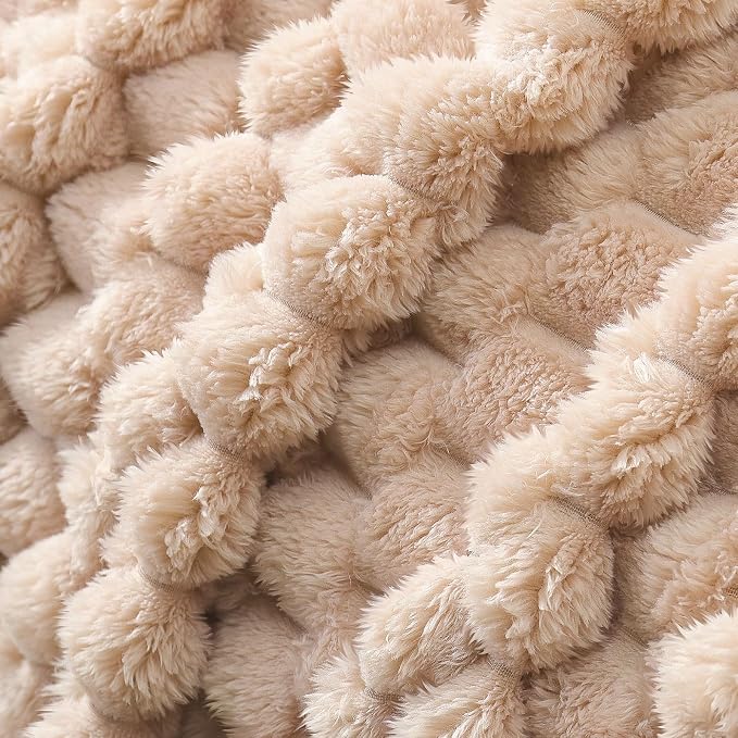 Whale Flotilla Soft Fleece King Size Bed Blanket Luxury 3D Jacquard, Camel | Lightweight Breathable Coverlet Bedspread for All Seasons, Super Cozy Plush Fluffy Fuzzy Decorative Blanket for Bed, 90"x104"