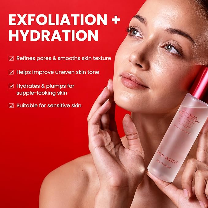 Koji White Exfoliating Toner for Face, 5% PHA BHA Toner | 2% Niacinamide, Kojic Acid & Hyaluronic Acid | Hydrating & Soothing Facial Toner | Unscented for Sensitive Skin, Vegan Skincare, 5.07 Fl Oz