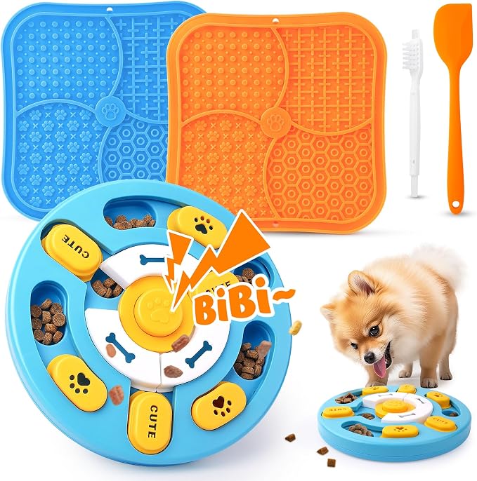 KIPRITII Dog Puzzle Toys with Dog Lick Mat for Small & Medium Dogs