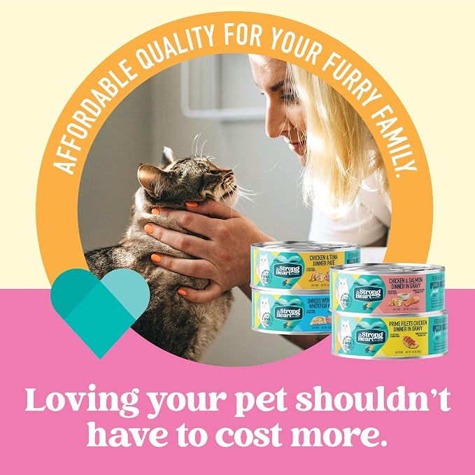 A Strong Heart Cat Food Variety Pack, Chicken & Seafood, 40ct 5.5oz Cans | Pate & shreds in gravy, all life stages, complete & balanced, made in USA