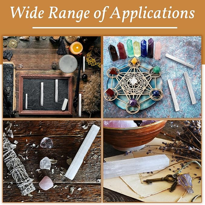 Tessco for you 36 Pieces 2 to 2.7 Inches Selenite Crystal Wands Selenite Sticks White Crystals and Healing Stones Spiritual Long Healing Crystals Stick for Reiki Energy Home Supplies