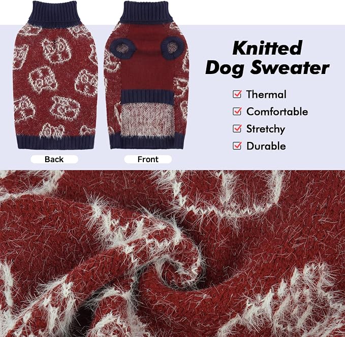 IDOMIK Dog Sweater with Foldable Turtleneck, Soft Pet Winter Sweater, XXL | Stretchy Knit Dog Sweaters for Large Dogs, Sleeveless Warm Dog Pullover Sweatshirt, Comfortable Winter Apparel