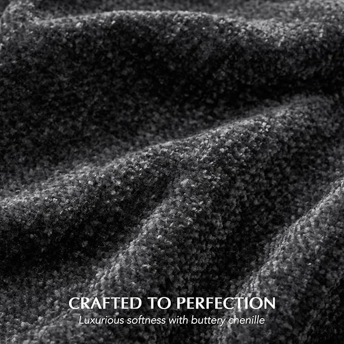 Chenille Knit Throw Blanket for Couch, 50"x60", Iron Black | Cozy Plush Fuzzy Knittd Throw with Tassels, Lightweight, Decorative, Farmhouse Decor, Ideal for Bed Sofa Gift, All Seasons