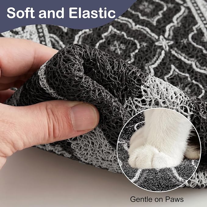 Glittme Cat Litter Mat, 33"x22" Non-Slip Washable Trapping Mat for Cats | Litter Trapping Mat With Thick PVC Coil To Catch Scatter, Soft On Paws And Waterproof Bottom To Protect Floors