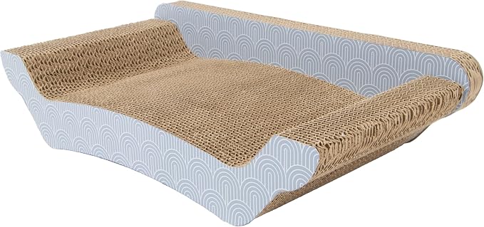 Kitty City Corrugate Sofa Lounger Cat Scratcher - Couch Bed Scratch Pad, Horizontal Nail File Scratch Mat for Indoor Cats, Sturdy Construction Cat Toy - Gray, 17” x 9.5”