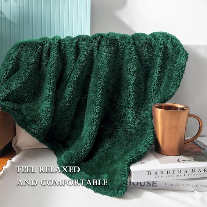 Exclusivo Mezcla Fuzzy Large Fleece Throw Blanket for Couch, Forest Green | 50x70 Inches, Super Soft and Cozy Throw, Plush Fluffy Blanket for Sofa, Bed, Bedroom, Home Decor, All Season