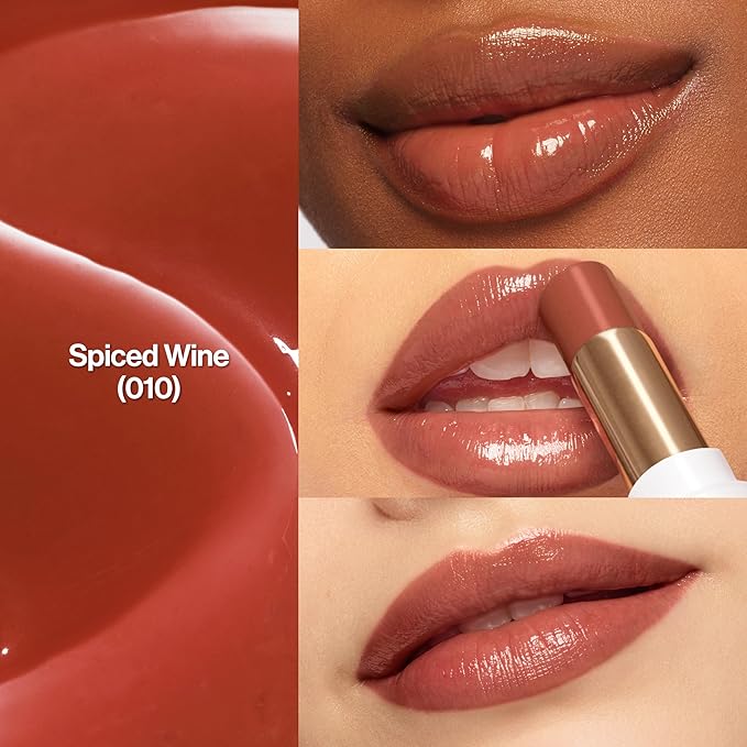 REVLON Super Lustrous Glass Shine Balm, Hydrating Tinted Lipstick, Sheer, Glossy Shiny Finish, 010 Spiced Wine, 0.11 oz