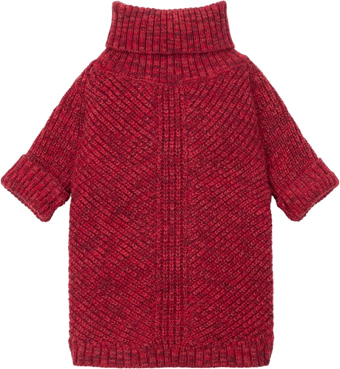 Fitwarm Knitted Turtleneck Dog Sweater, Thermal Dog Winter Clothes for Small Dogs Boy Girl, Holiday Pet Outfit, Heather Dark Red, XS
