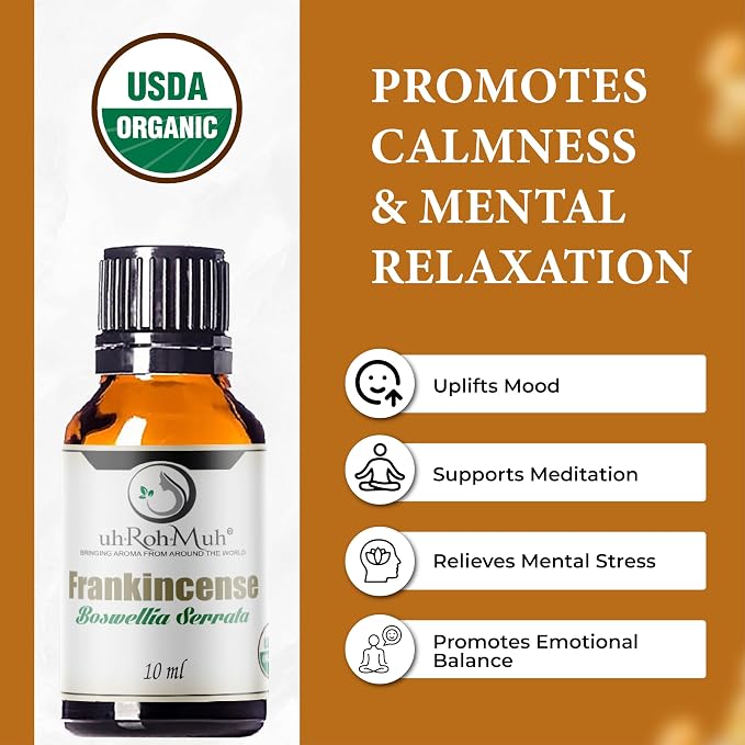 Organic Frankincense Serrata Essential Oil - Steam Distilled Boswellia Serrata Oil, Warm Woody Aroma, Base Note Essential Oil for Aromatherapy, Skincare and DIY Cosmetic Blends - 10 ml
