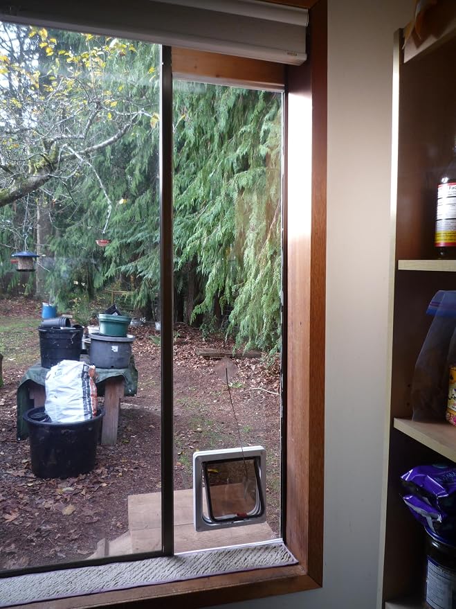 Custom Cat Door Window Insert - Plexiglass | Insulated & Weather-Sealed | Tool-Free Install for Horizontal & Vertical Windows | Microchip Lock Options | Made in USA | Small Dogs & Pets