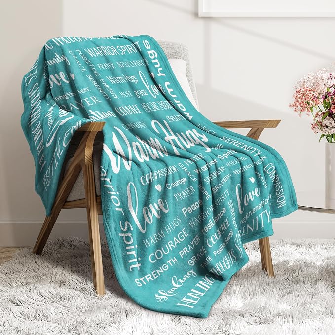 Warm Hugs Healing Blanket, Get Well Gifts for Women Men | Cancer Care, After Surgery, Thinking of You Gift, Sympathy Inspirational Blankets, Soft Throw Blanket 50" x 60"