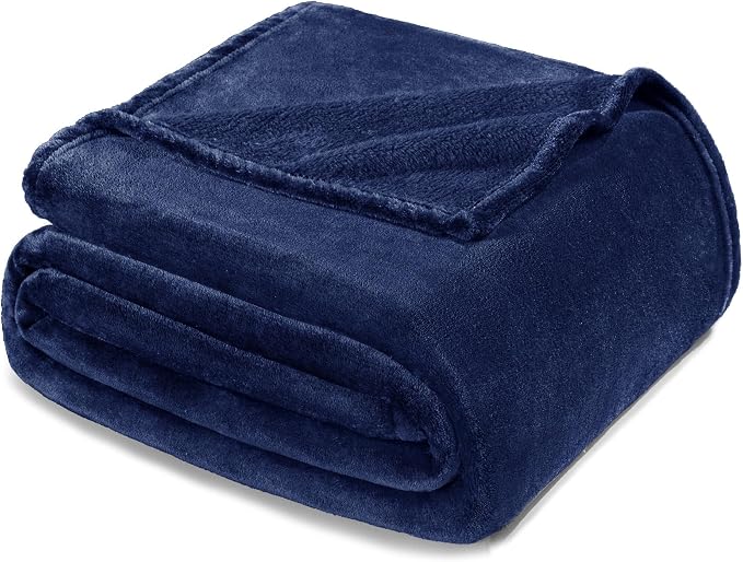 Exclusivo Mezcla Soft Fleece Blanket Twin Size for Bed, Navy Blue | 90x66 Inches, Double-Sided Brushed Flannel, Lightweight Plush Cozy Blanket for Home Decor, All Season, Machine Washable
