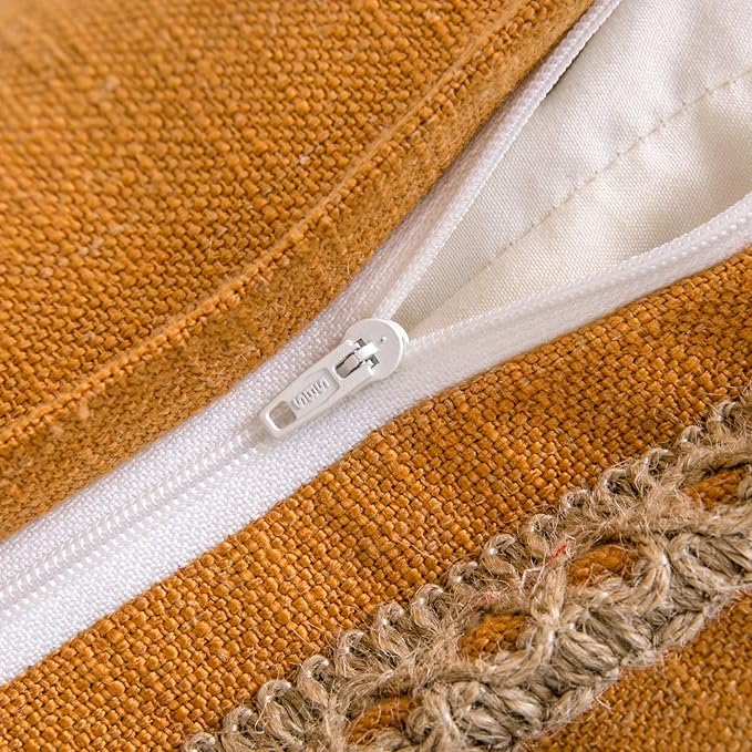 Phantoscope Farmhouse Fall Solid Throw Decorative Pillow Cover Burlap Linen Trimmed Tailored Edges Outdoor Pillow Orange 1 Pack 20 x 20 inches, 50 x 50 cm