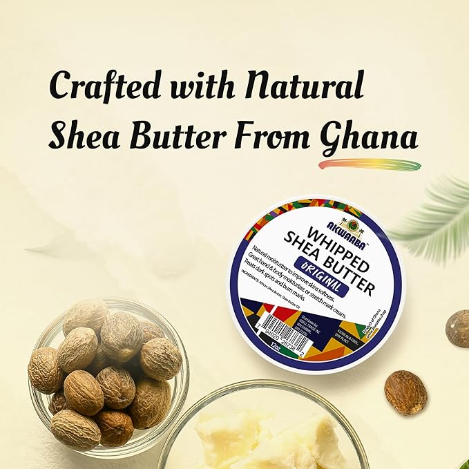 AKWAABA Whipped Shea Butter (Fragrance-Free) – Nourishes & Moisturizes | Made with Shea Butter | No Dyes & Parabens | 12 oz / 340 g