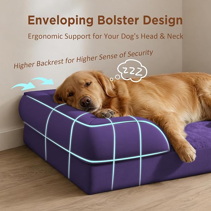 Comfort Expression Waterproof Orthopedic Dog Bed for Medium Size Dog | Supportive Egg Crate Foam Medium Pet Bed with Removable Bolsters, Dog Couch with Washable Cover & Non-Slip Bottom, 30x20 Inch
